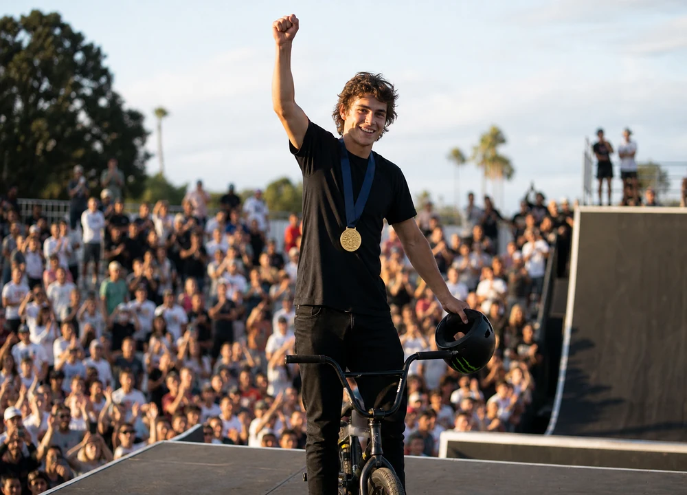 Fotografía de un salto en competición de BMX